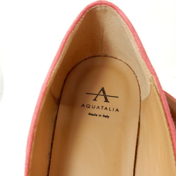 Aquatalia Priya Pointed Toe Mary Jane Flats Size 9 Raspberry Red Suede Leather - Picture 6 of 10